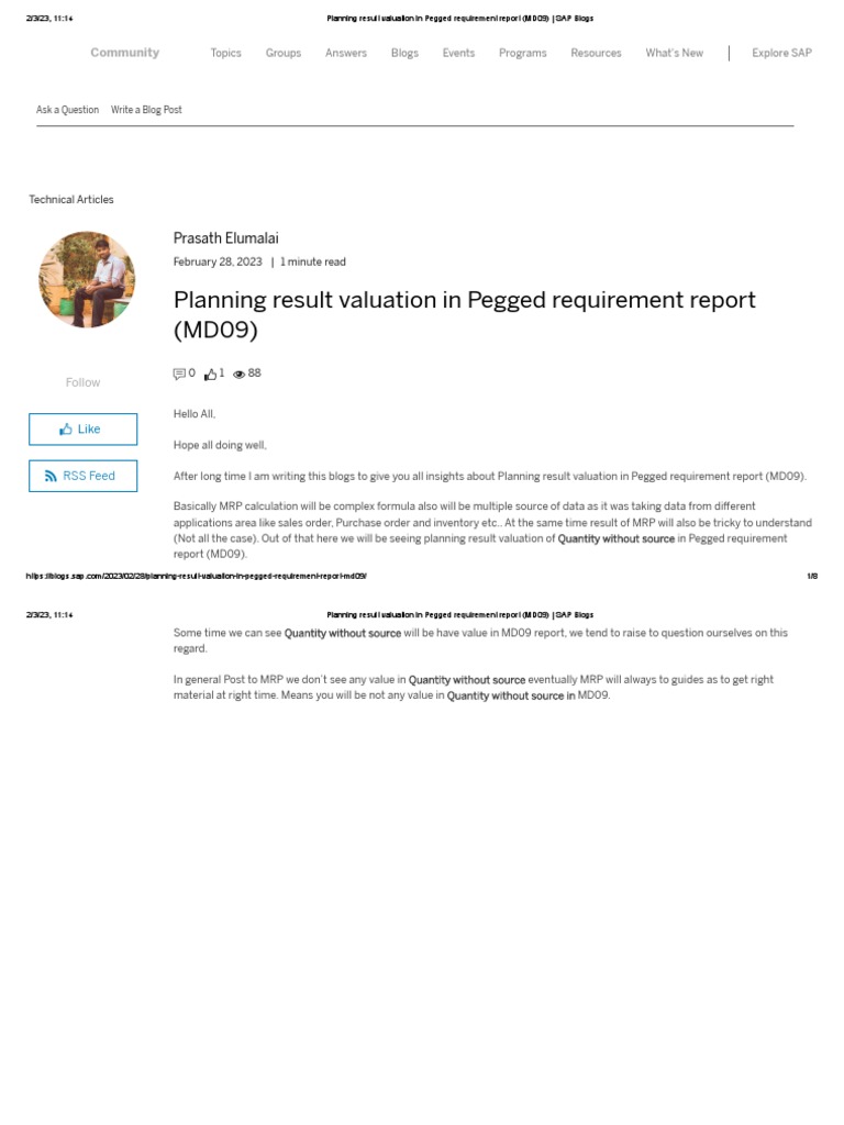 SAP Planning Result Valuation in Pegged Requirement Report (MD09) PDF