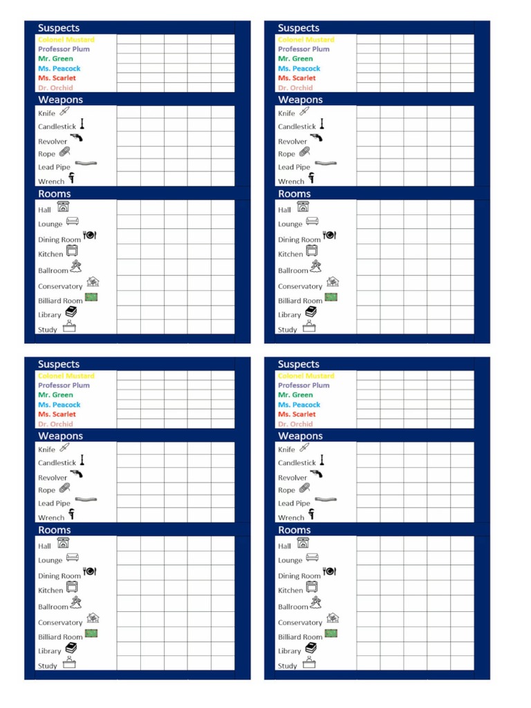 Cluedo Template | PDF