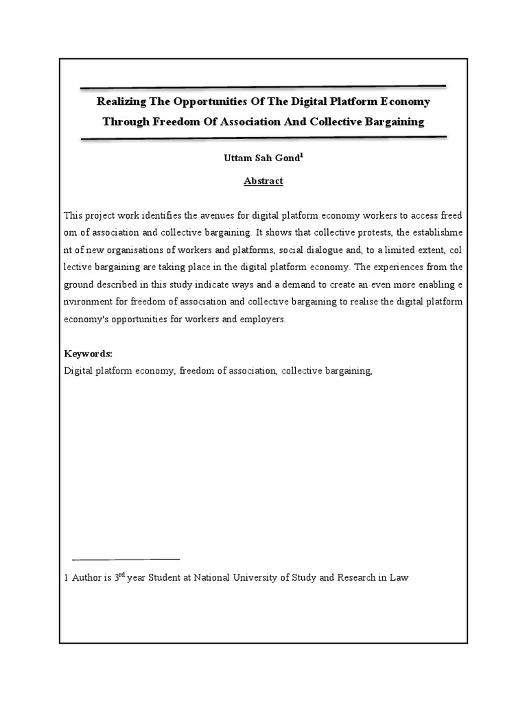 Labour Law Project Realizing The Opportunities of The Digital