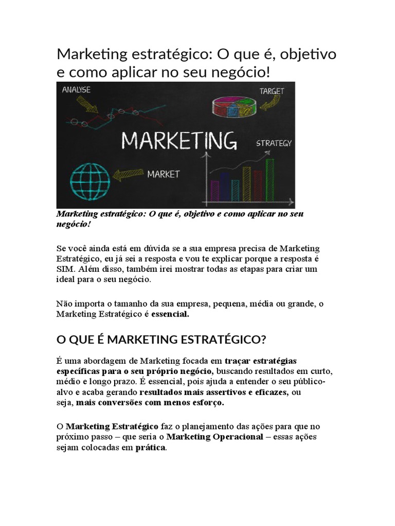Marketing Estratégico: Guia Prático | PDF