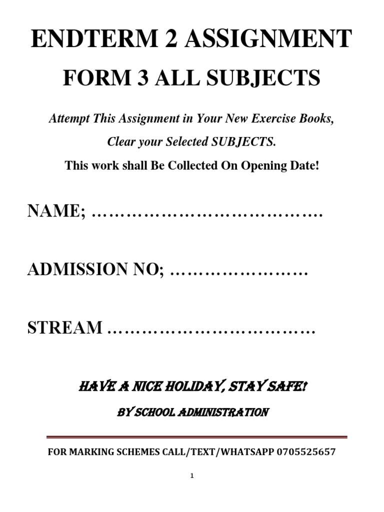 Form 3 All Subjects: Endterm 2 Assignment | PDF | Dietary Supplements ...