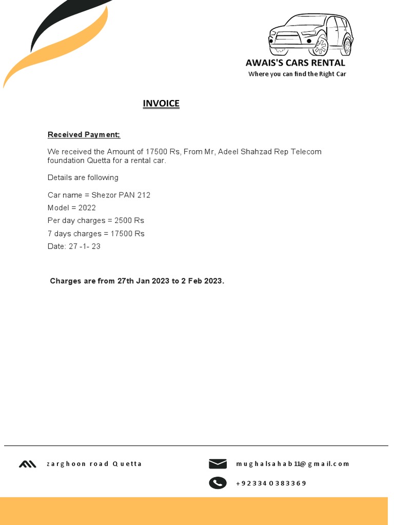 Rent Car Letterhead PDF