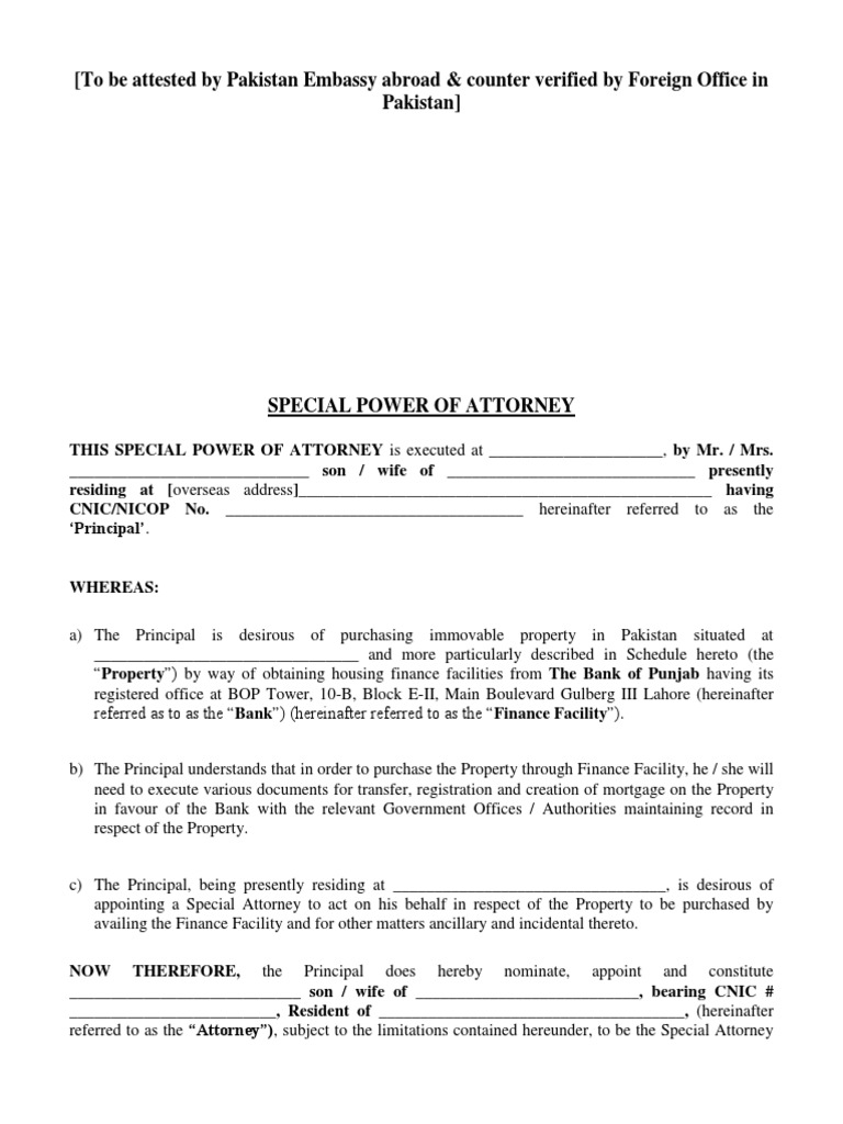 Special power of attorney pdf deed mortgage law