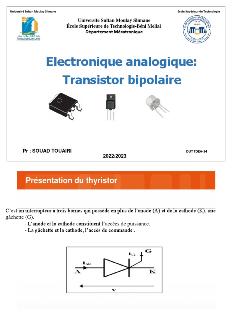 2 Rappel Cours Transistor Bipolaire 2023 PDF Transistor bipolaire