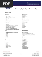 Elementary English Progress Test 5 - Answer Key