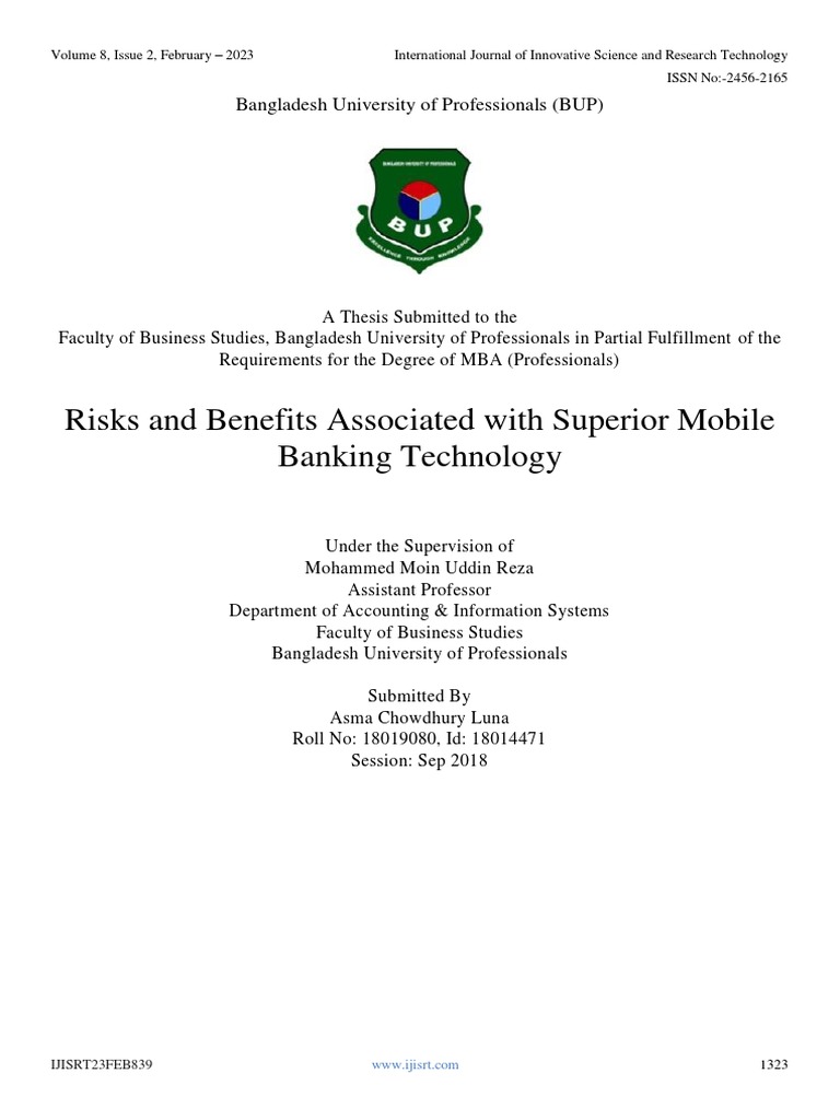 Risks and Benefits Associated With Superior Mobile Banking Technology