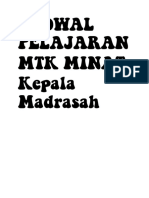 Jadwal Pelajaran MTK Minat Kepala Madrasah