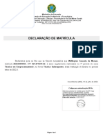 Declaração de Matrícula Técnico Geoprocessamento IFSULDEMINAS 2022