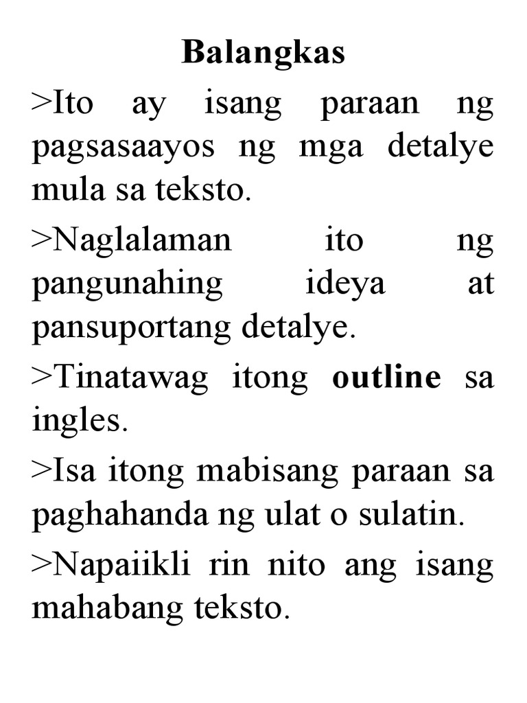 Balangkas Kahulugan PDF