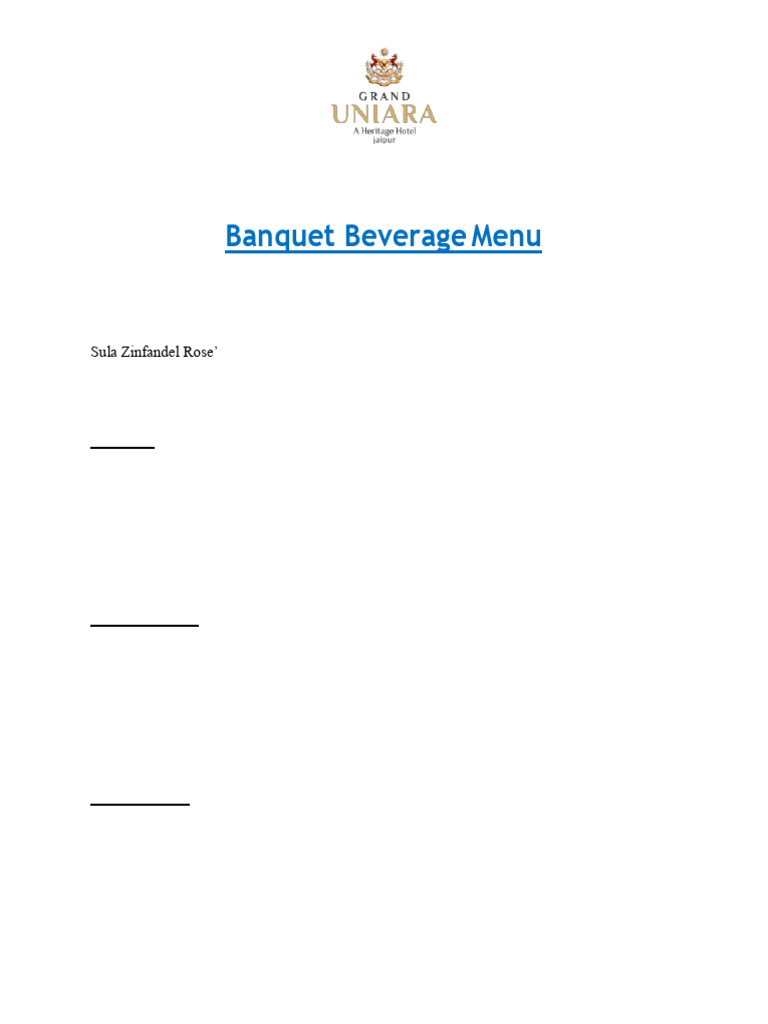 Banquet Beverage Menu Overview | PDF | Soft Drink | Scotch Whisky