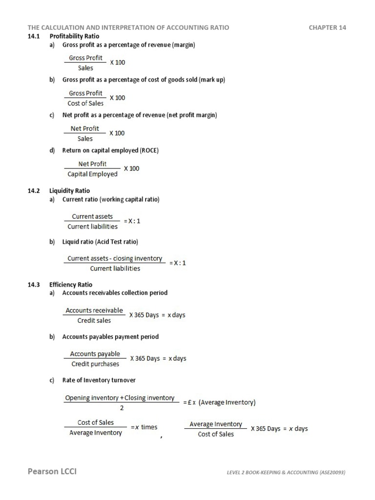Chap14 The Calculation & Interpretation of Accounting Ratios | PDF ...