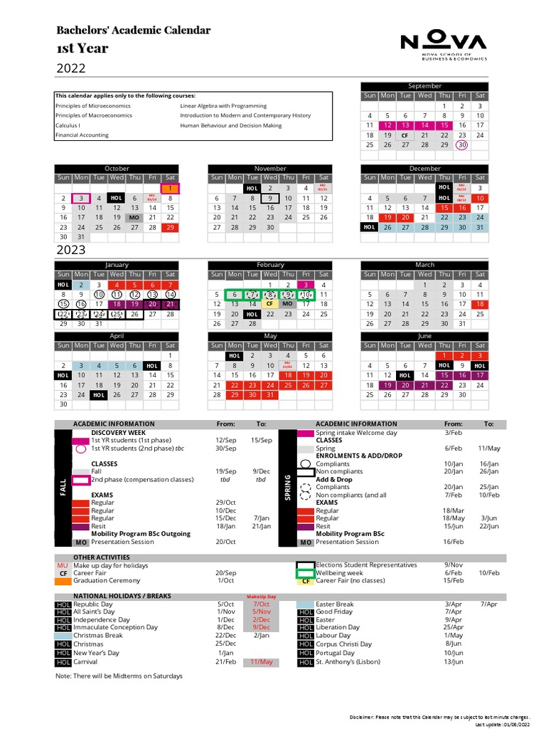 BSC Academic Calendar 2022 2023 01agosto PDF Observances