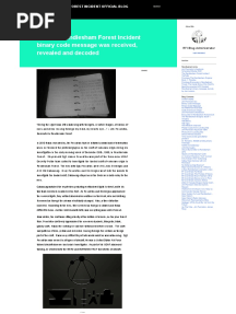 How The Rendlesham Forest Incident Binary Code Message Was Received - Revealed and Decoded