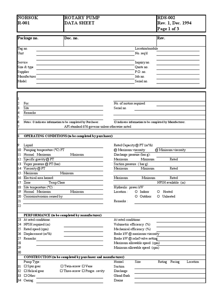 Rotary Pump Data Sheet PDF Pump Physical Sciences