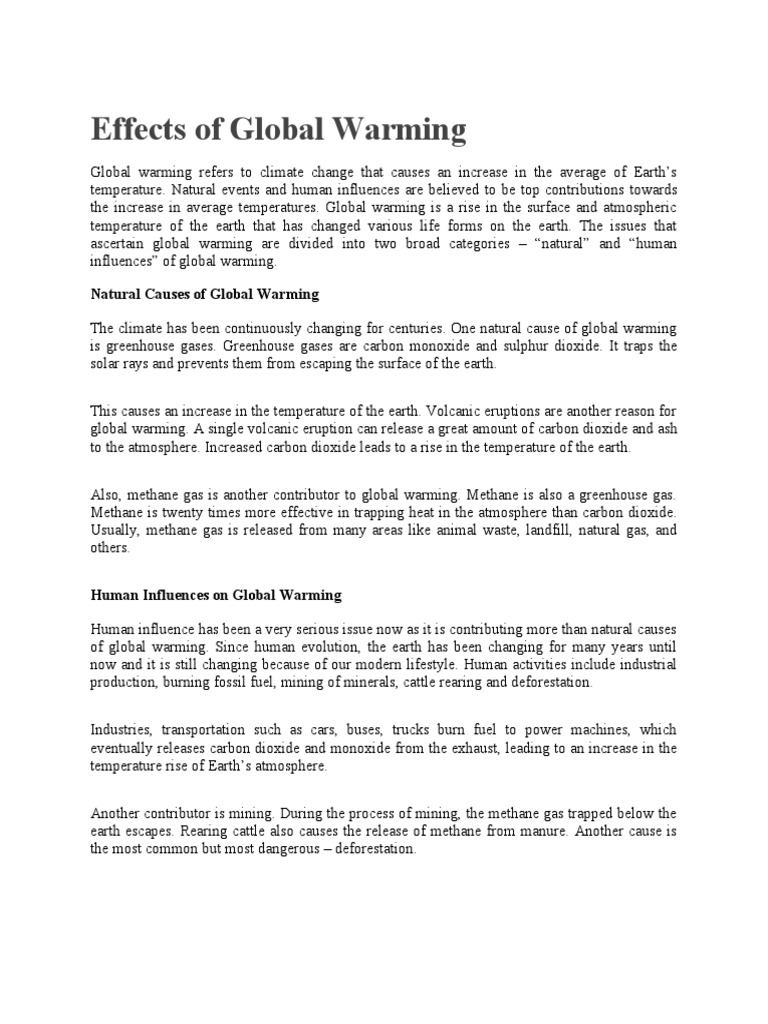 Effects of global warming pdf climate change greenhouse effect