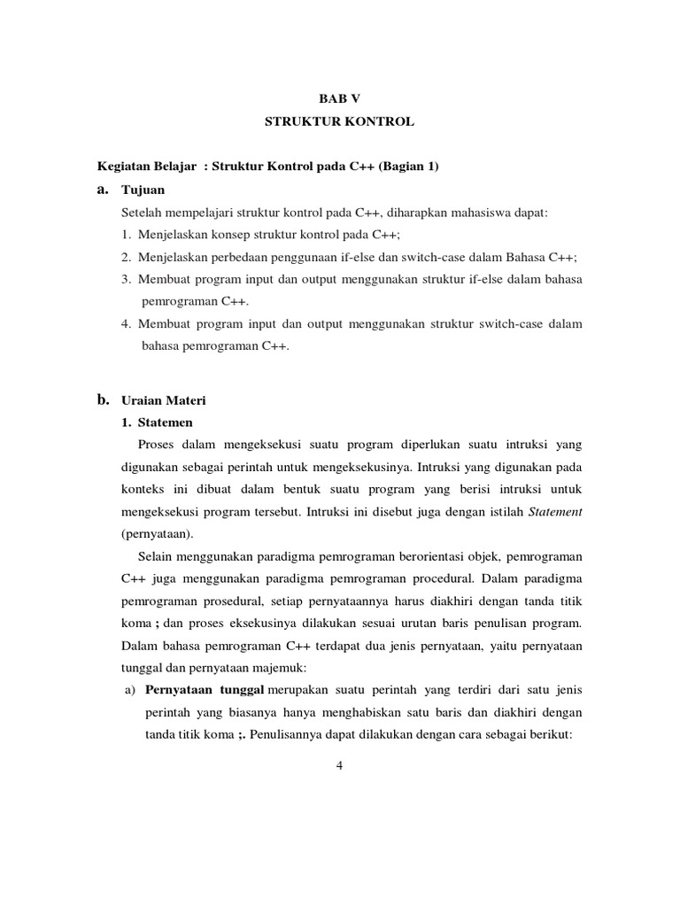 Struktur Kontrol dalam Pemrograman C++ | PDF | Komputer