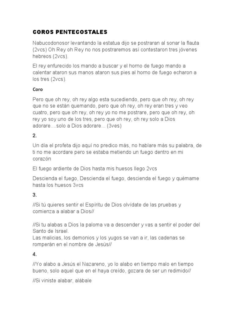 Letras de Coros Pentecostales | PDF