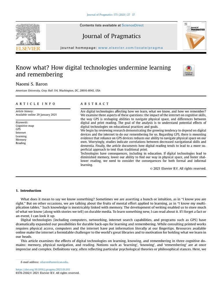 How Digital Technologies Undermine Learning | PDF | Reading ...