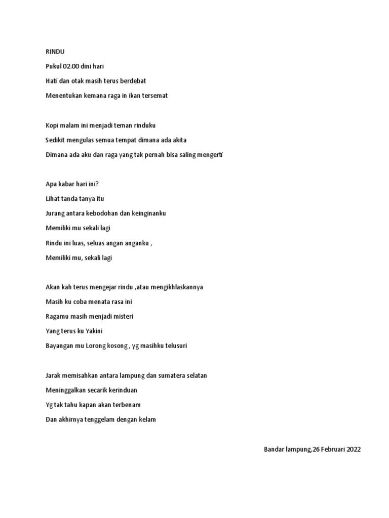 Puisi Rindu di Tengah Malam | PDF