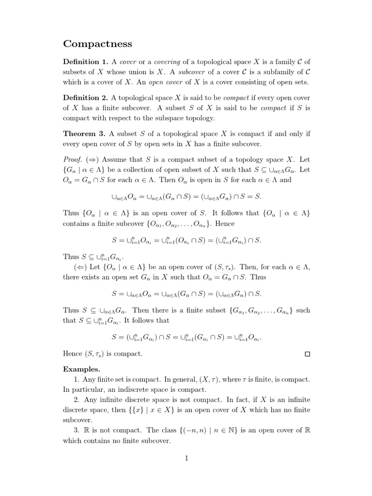 Compact 1 | PDF | Compact Space | Mathematical Objects