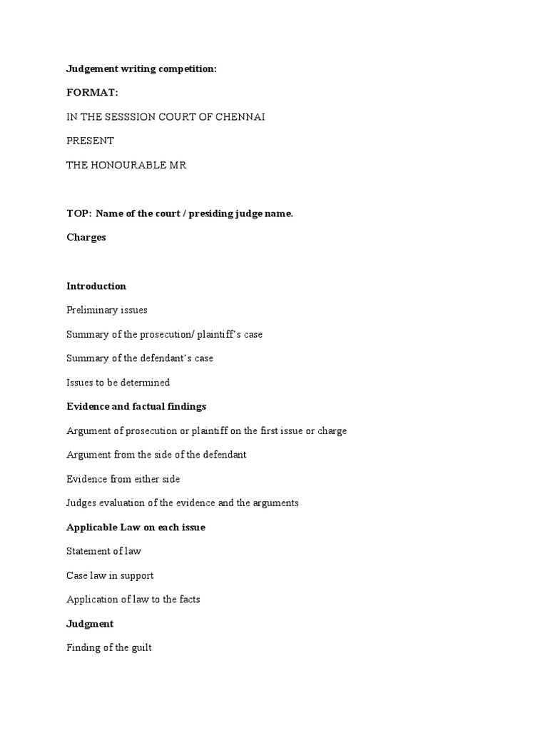 Judgement Writing Competition Sample | PDF | Politics | Social Science