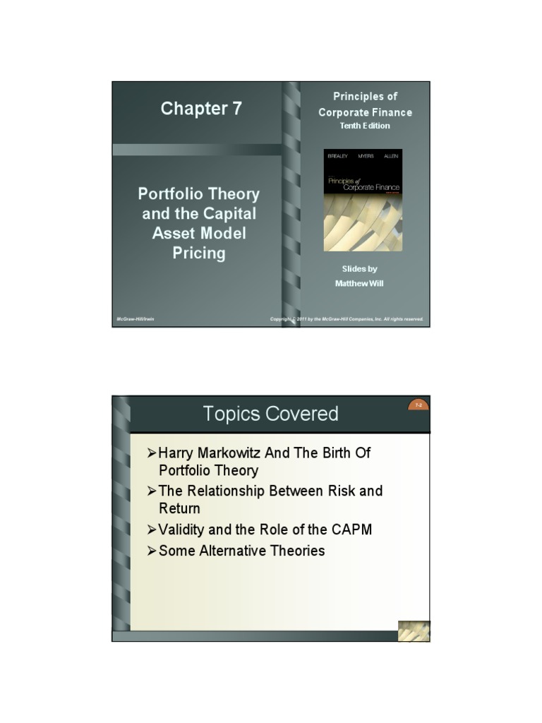 Chapter 7 - Portfolio Theory and The Capital Asset Model Pricing ...