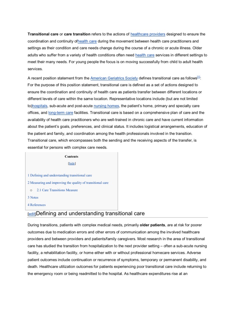 Transitional Care | PDF | Medical Specialties | Service Industries