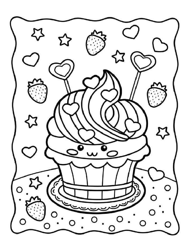 20 Printable Kawaii Food Coloring Pages PDF