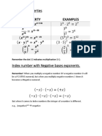 Mathematics (More About Index and Negative and Postive Numbers)