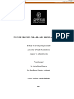 "Plan de Negocio para Planta Recicladora de Pet": Trabajo de Investigación Presentado