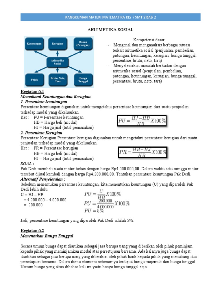 Rangkuman materi matematika kls 7 smt 2 bab 2 | PDF