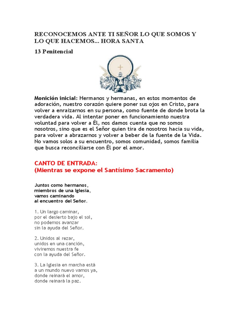 Hora Santa Penitencial y Reflexión | PDF | eucaristía | María, madre de ...