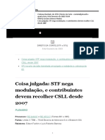 STF nega modulação e contribuintes devem recolher CSLL desde 2007