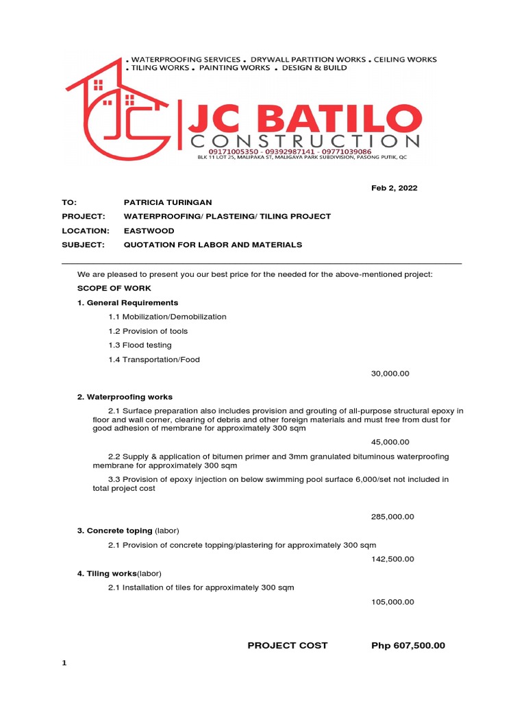 PATRICIA TURINGAN Rev 1 | PDF | Building Materials | Building Engineering