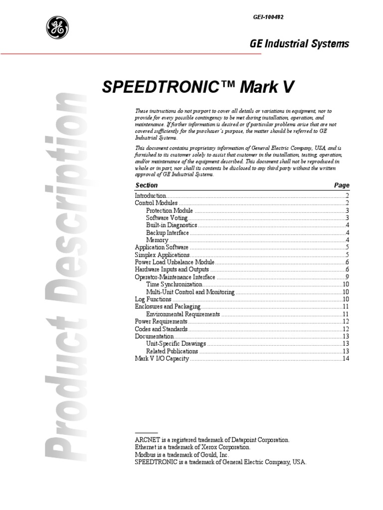 Speedtronic™ Mark V: GE Industrial Systems | PDF | Relay | Computer Memory
