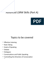 Lecture-3 Advanced LSRW Skills - (Part A)