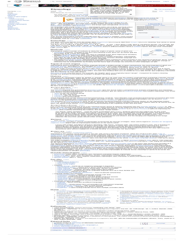 Etymology PDF Linguistics Cognitive Science