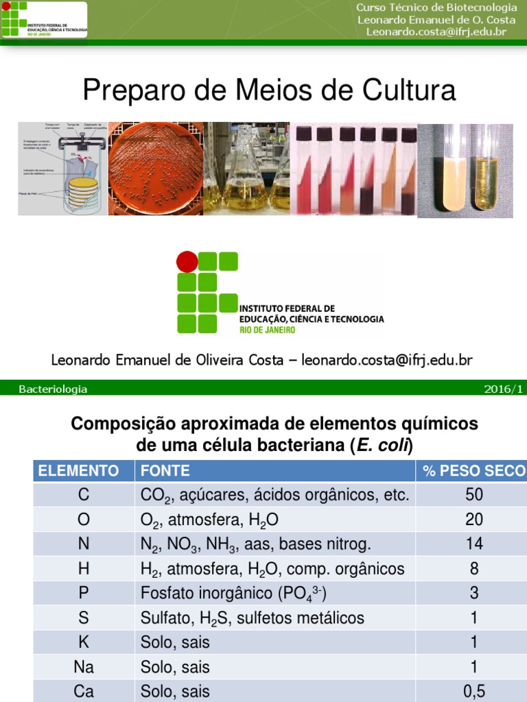 Preparo e aplicações de meios de cultura diferenciais e seletivos para ...