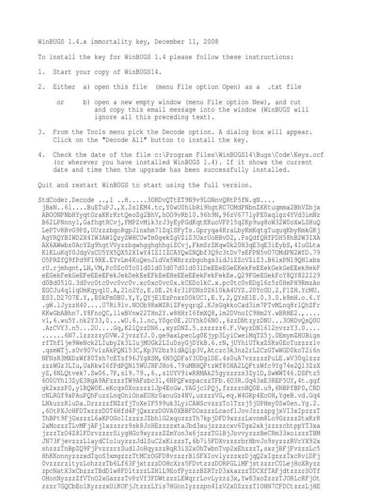 Winbugs14 Immortality Key Computing Platforms System Software