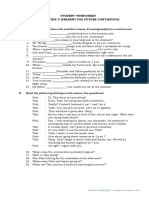 Student Worksheet Chapter V Present Past Future Continuous Tenses