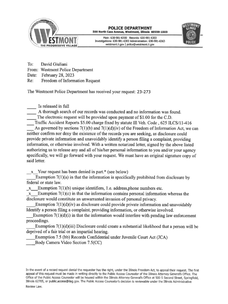Westmont Public Fighting Report | PDF