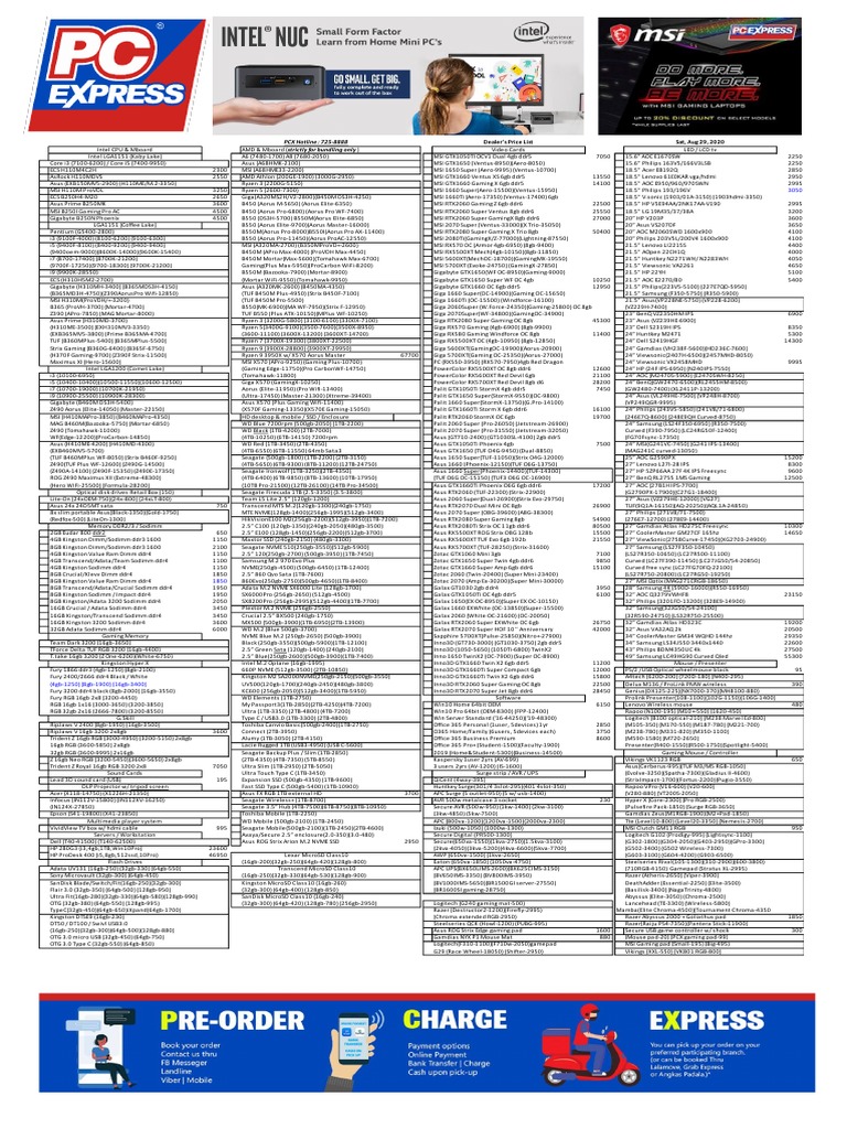 PC Express Dealers Pricelist August 29 2020 | PDF | Hdmi | Computer ...