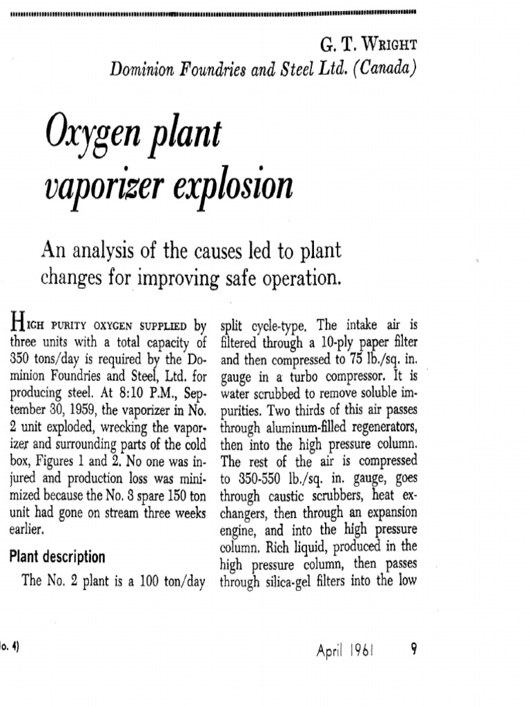Oxygen Plant Explosion Analysis | PDF | Adsorption | Nature
