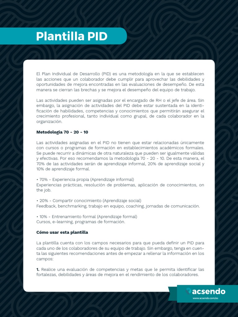 Plan Individual de Desarrollo (PID) Efectivo | PDF | Aprendizaje ...