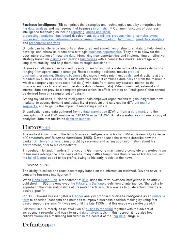 Understanding Business Intelligence (BI) | PDF | Business Intelligence ...