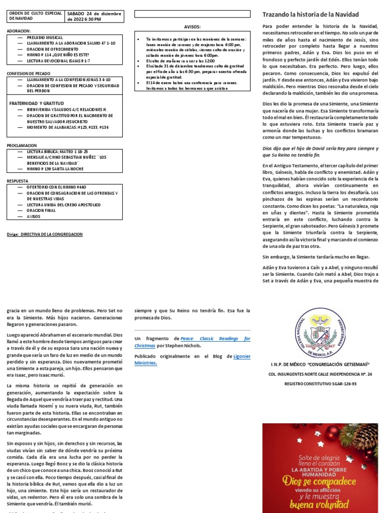 Orden De Culto De Navidad Pdf David Libros Del Antiguo Testamento 