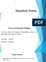 Errors in Hypothesis Testing Decisions