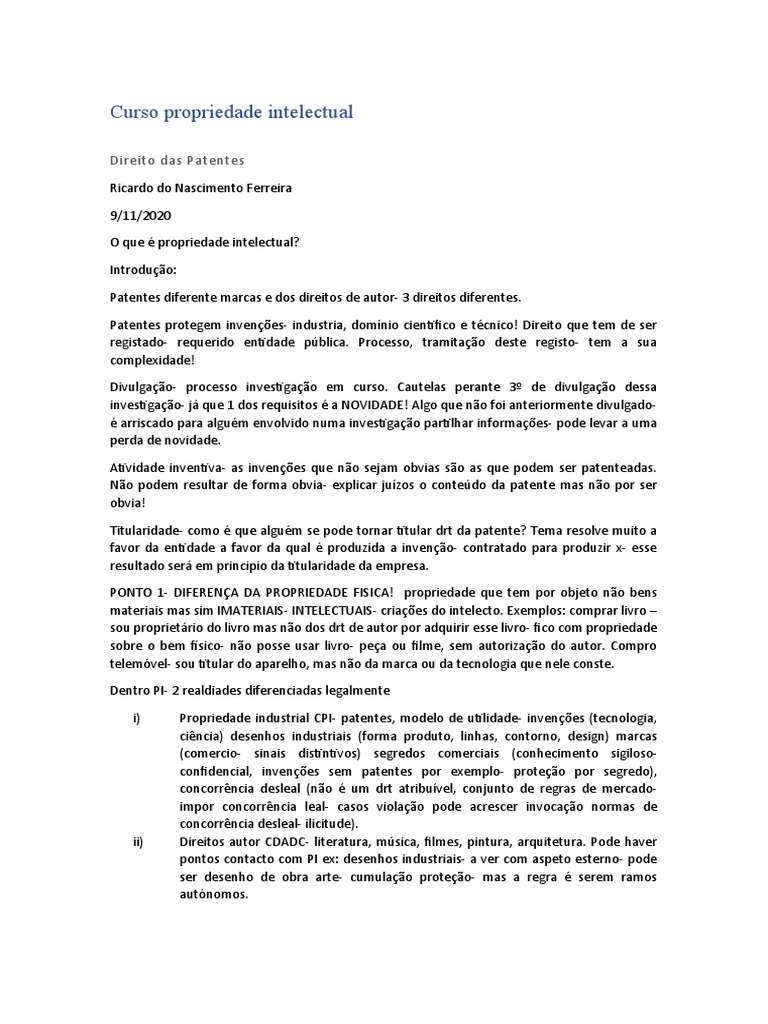 O que é Propriedade Intelectual? | PDF | Patente | Marca