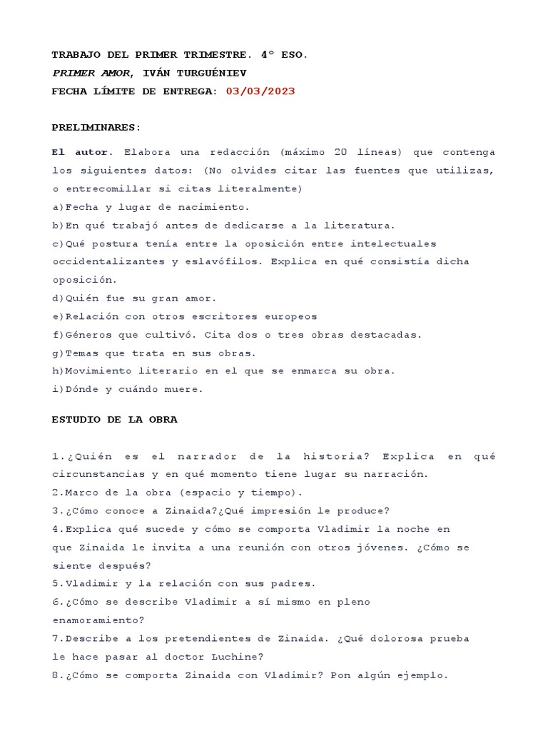 Primer Amor. Iván Turgueniev PDF