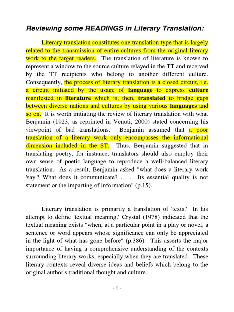 Literary Translation PDF Translations Cognition
